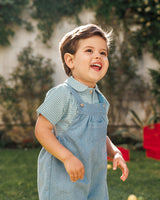 Look Jardineiras Ganga c/camisa vichy verde