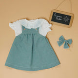 Look Saia Vichy verde e camisa