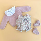 Look 3 peças | tapa fraldas, casaco e botinhas Rosa Lã Merino