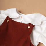 Look Saia Cacau c/ camisa recortes