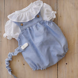 Look fofo azul linho c/ camisa