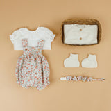 Look 4 peças | fofo flores linho camisa,casaco e botinhas