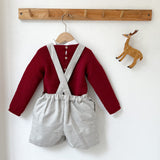 Look Calções Espinhado Cinza c/ camisola Bordeaux