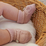 Botinhas Botão Rosa| Lã Merino Premium