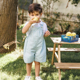 Look Jardineiras Kiwi c/camisa linho