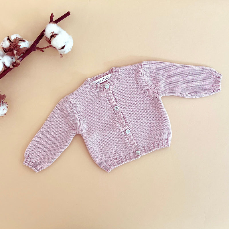 Look 3 peças | tapa fraldas, casaco e botinhas Rosa Lã Merino